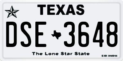 TX license plate DSE3648