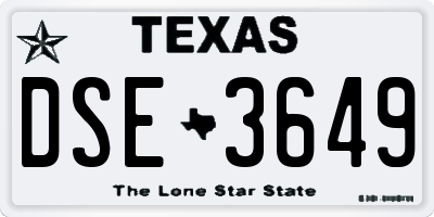 TX license plate DSE3649