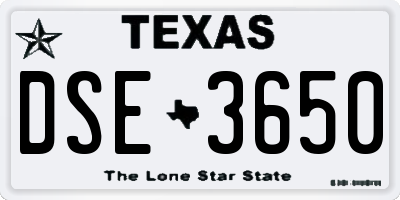 TX license plate DSE3650