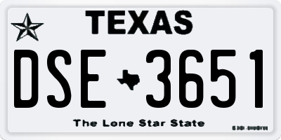 TX license plate DSE3651