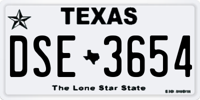 TX license plate DSE3654