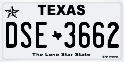 TX license plate DSE3662