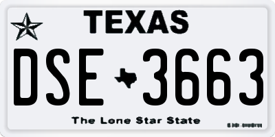 TX license plate DSE3663