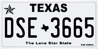 TX license plate DSE3665