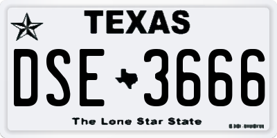 TX license plate DSE3666