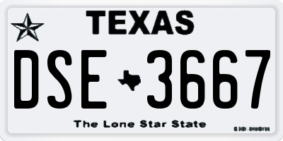 TX license plate DSE3667