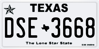 TX license plate DSE3668