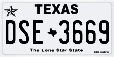 TX license plate DSE3669