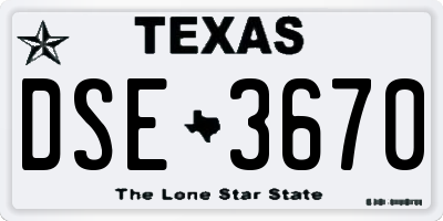 TX license plate DSE3670