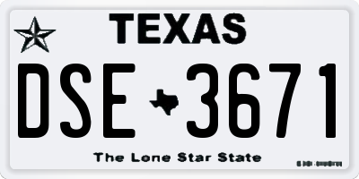 TX license plate DSE3671