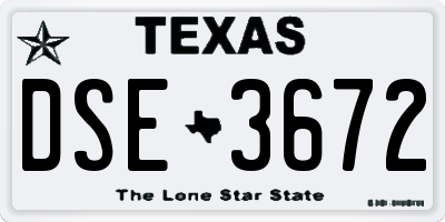 TX license plate DSE3672