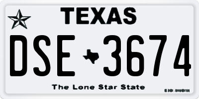 TX license plate DSE3674