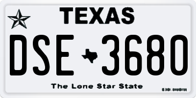 TX license plate DSE3680