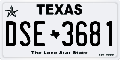 TX license plate DSE3681