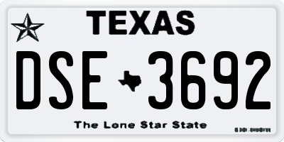 TX license plate DSE3692