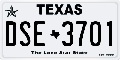 TX license plate DSE3701