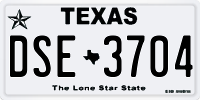 TX license plate DSE3704