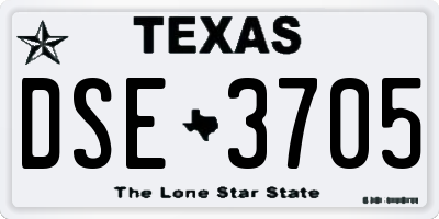 TX license plate DSE3705