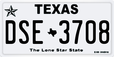 TX license plate DSE3708