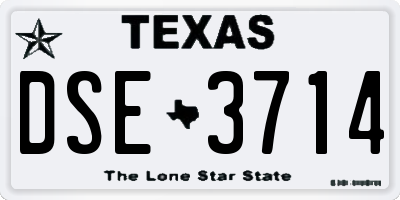 TX license plate DSE3714