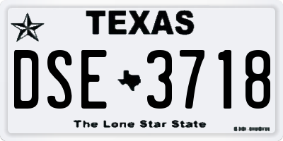 TX license plate DSE3718