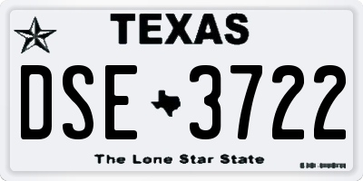 TX license plate DSE3722