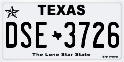 TX license plate DSE3726