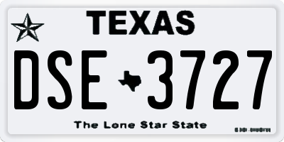 TX license plate DSE3727