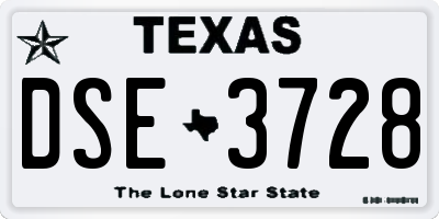 TX license plate DSE3728