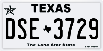 TX license plate DSE3729