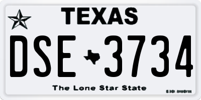 TX license plate DSE3734