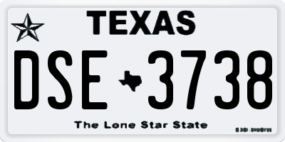 TX license plate DSE3738