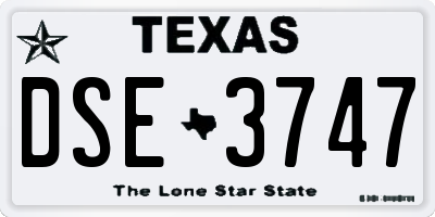 TX license plate DSE3747