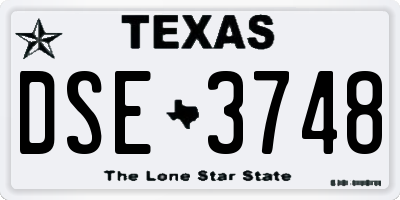 TX license plate DSE3748