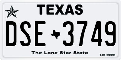 TX license plate DSE3749