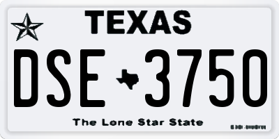 TX license plate DSE3750