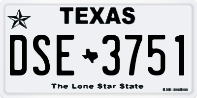 TX license plate DSE3751