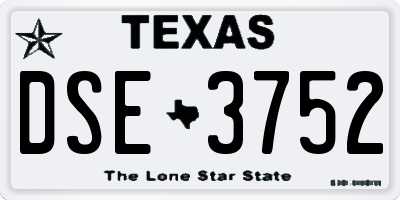 TX license plate DSE3752