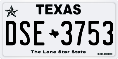 TX license plate DSE3753