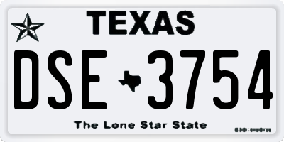 TX license plate DSE3754