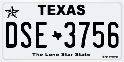 TX license plate DSE3756