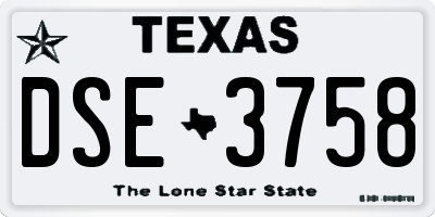 TX license plate DSE3758