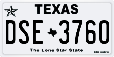 TX license plate DSE3760