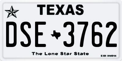 TX license plate DSE3762