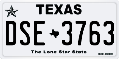 TX license plate DSE3763