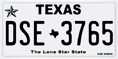 TX license plate DSE3765