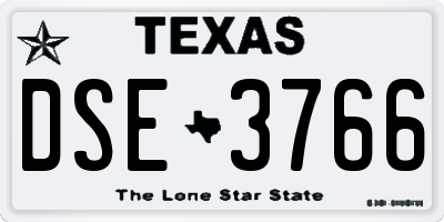 TX license plate DSE3766