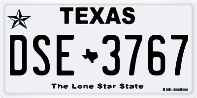 TX license plate DSE3767