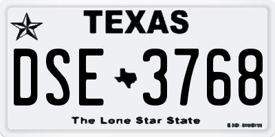 TX license plate DSE3768