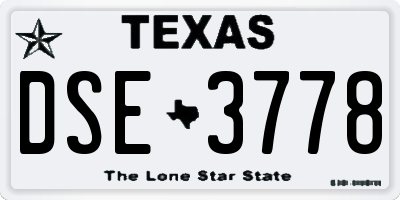 TX license plate DSE3778